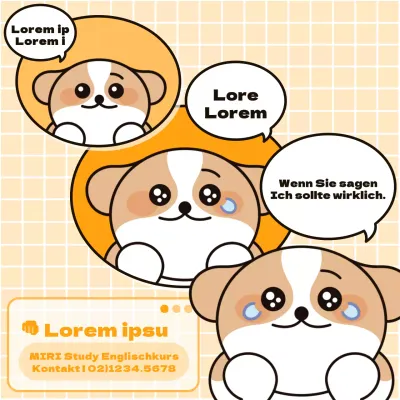 Orange und schwarz Gag Konzept Englisch Studie Sprechblasen.