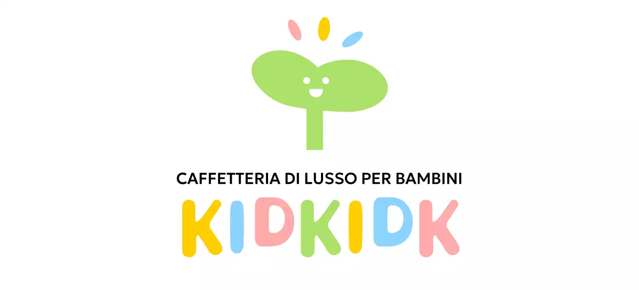 Design a colori di un caffè per bambini con icona di un bocciolo sorridente