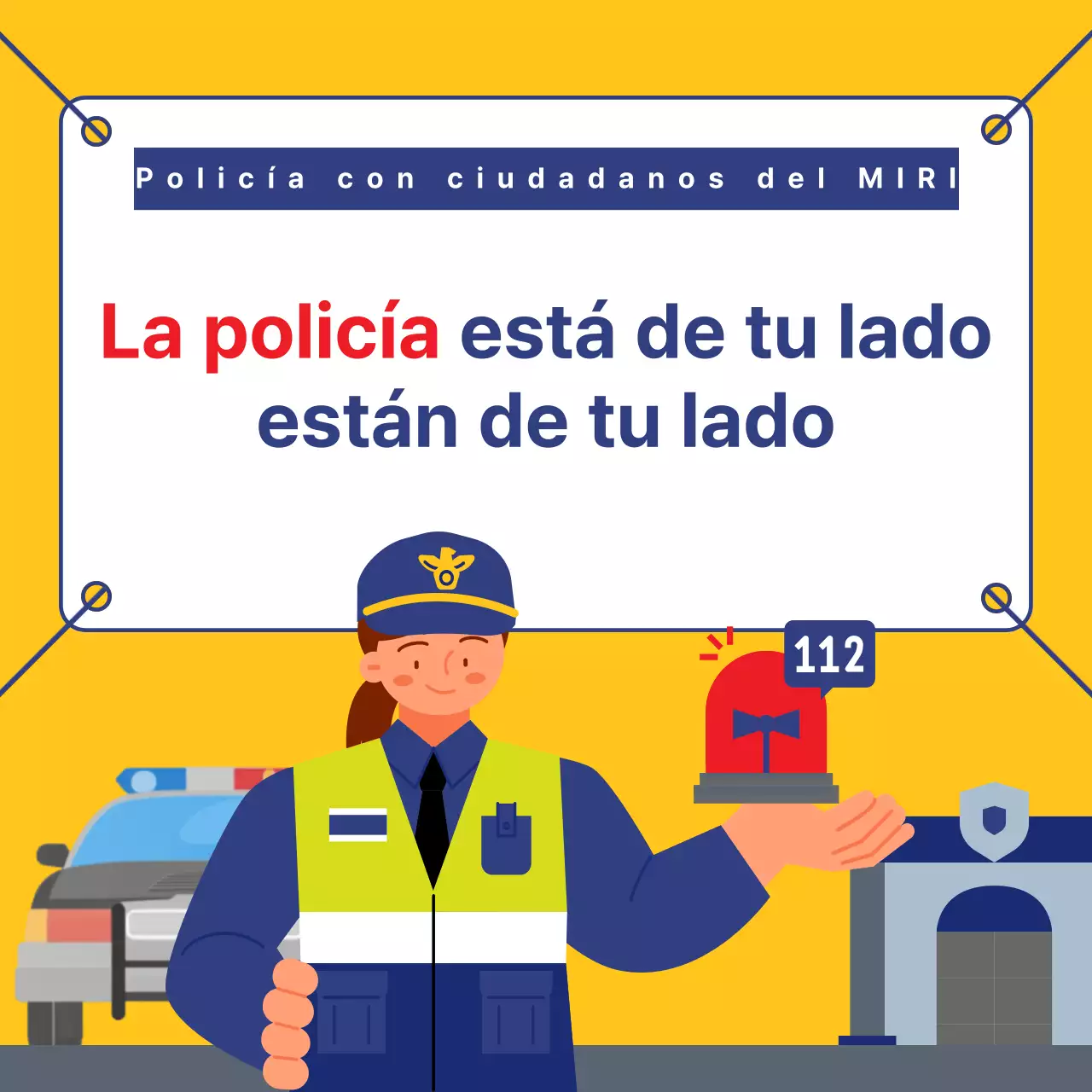 Promover una sencilla comisaría amarilla y azul