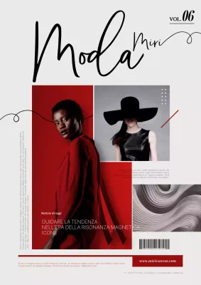Una lussuosa rivista di moda in rosso e avorio
