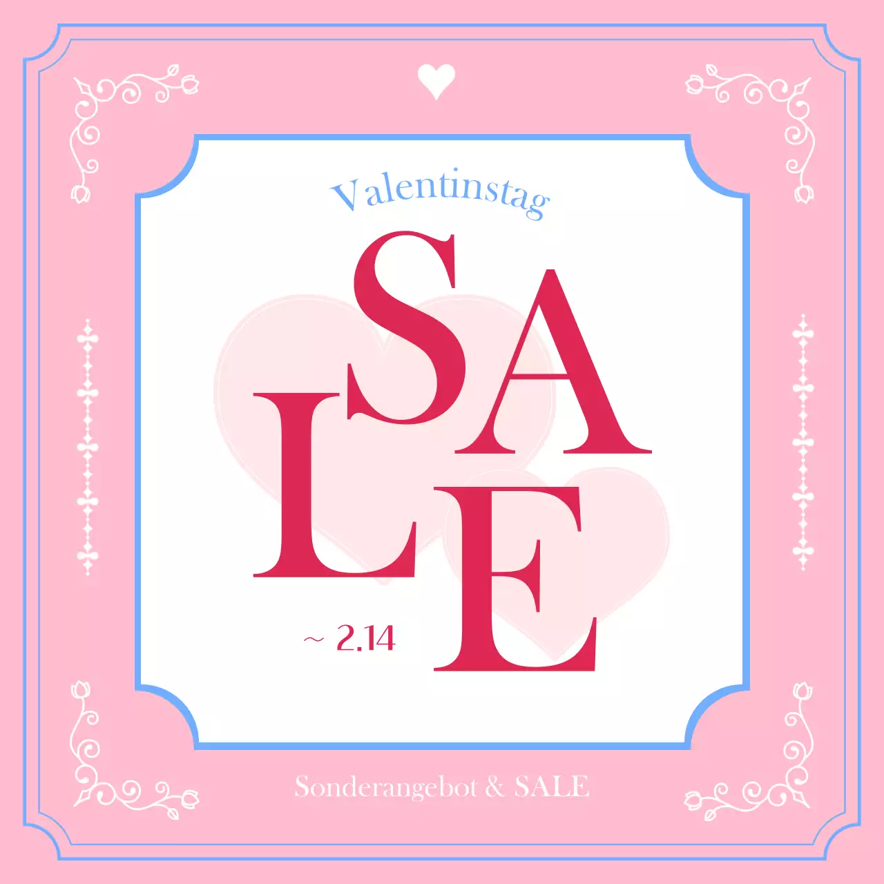 Eine klassische Valentinstagspromotion in Rosa und Hellblau