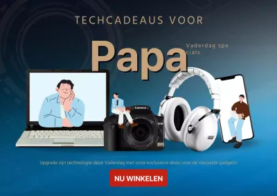 Blauw en Goud Trendy Vaderdag Tech Sale Publiciteit