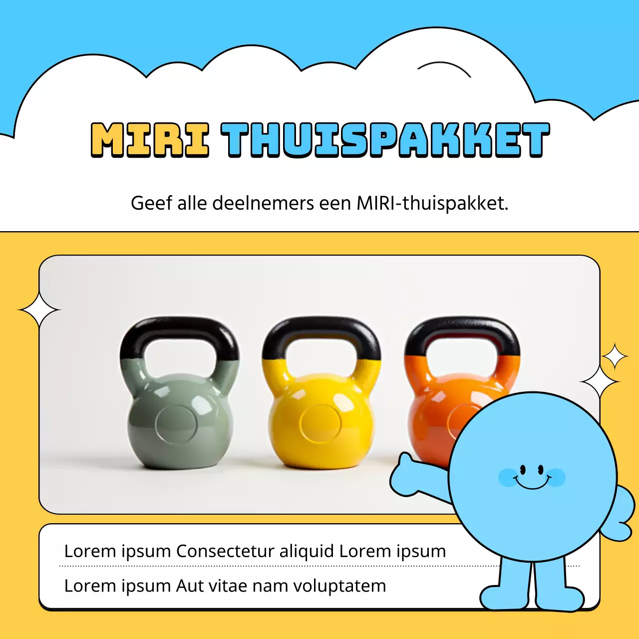 Werf supporters voor je thuisworkouts met dit lichtblauwe en gele ontwerp.