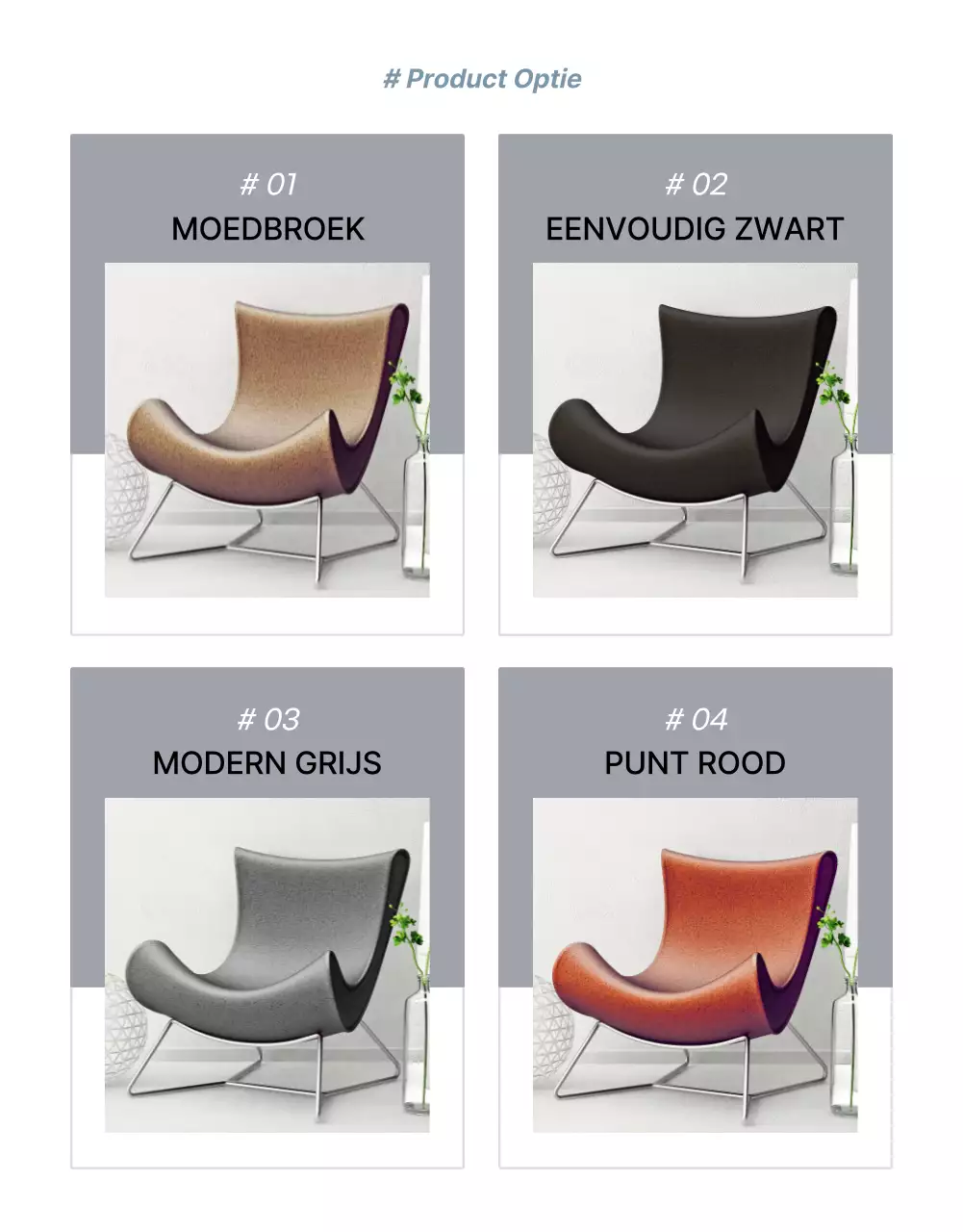 Producten promoten om eenvoudige grijze en blauwe meubels te verkopen