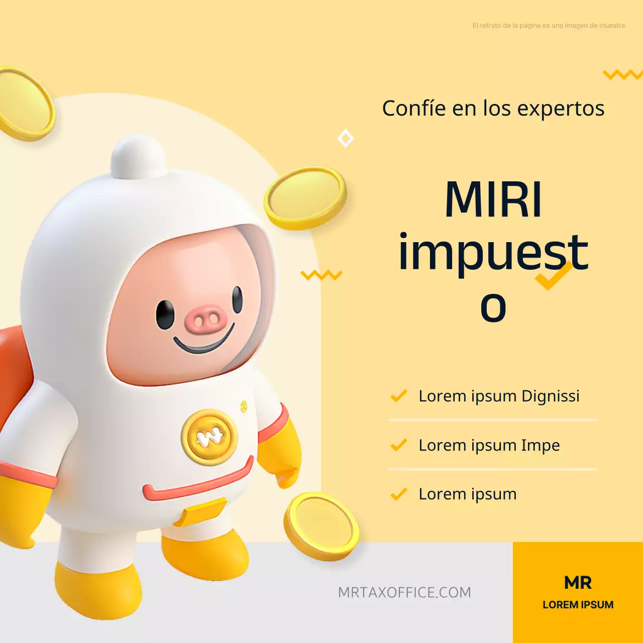 Promoción de una empresa fiscal y contable moderna en amarillo y negro