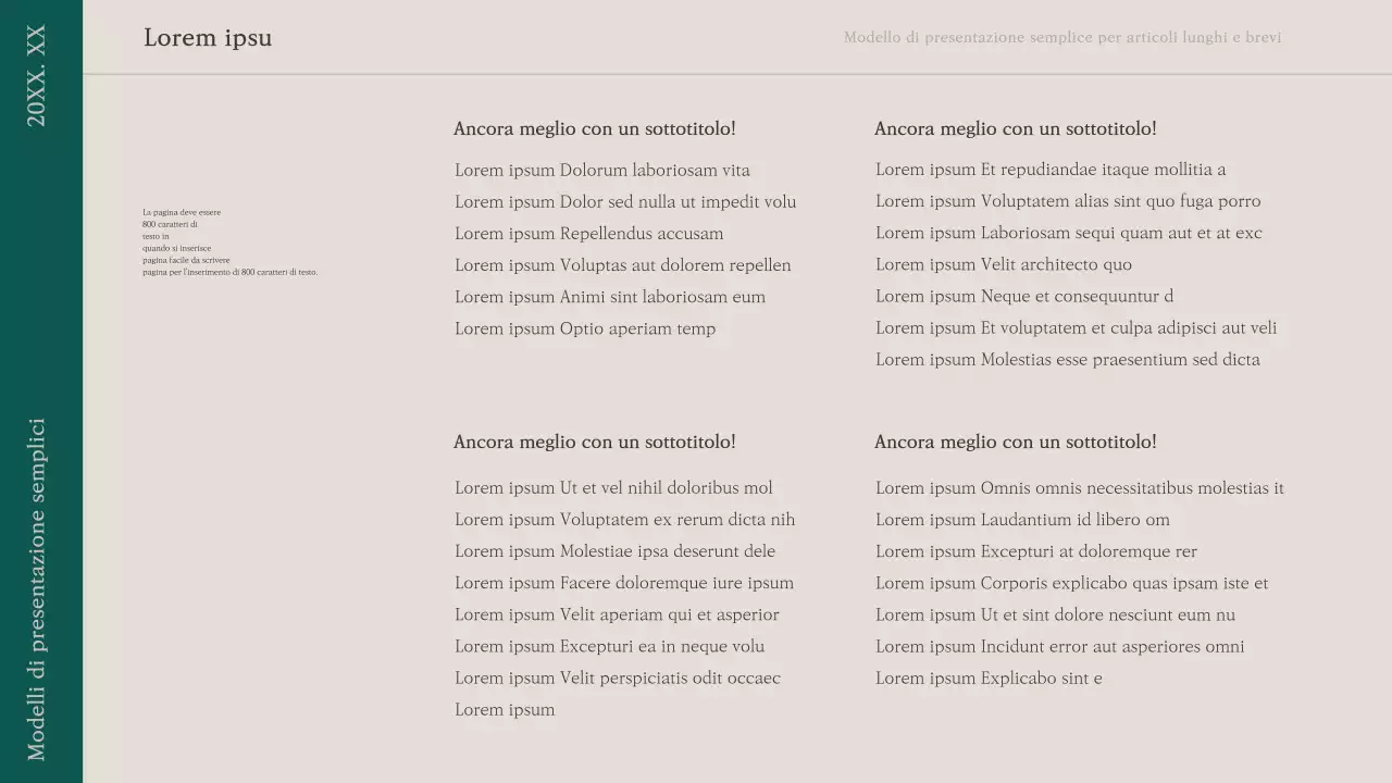 Una semplice proposta di presentazione in verde e beige