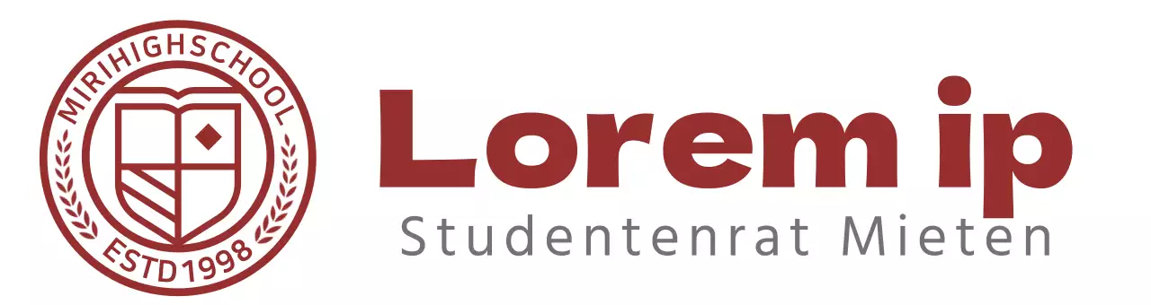 Logo der High School in Form eines kreisförmigen Bildungssymbols in Burgunderrot