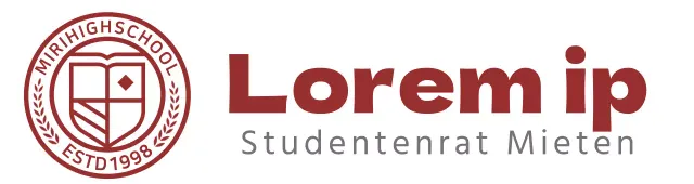 Logo der High School in Form eines kreisförmigen Bildungssymbols in Burgunderrot