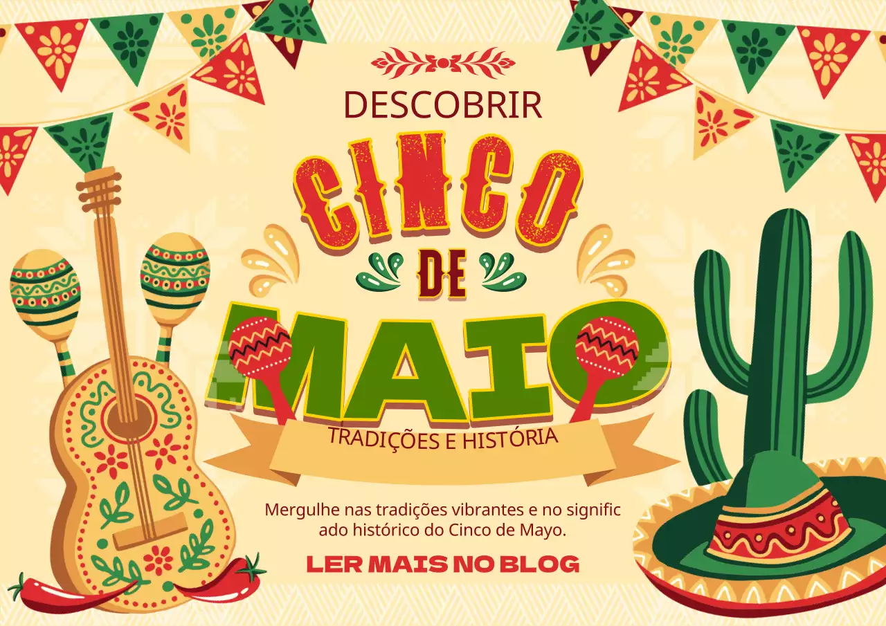 Bege e verde Kitsch Cinco de Mayo História Blogue Anúncio