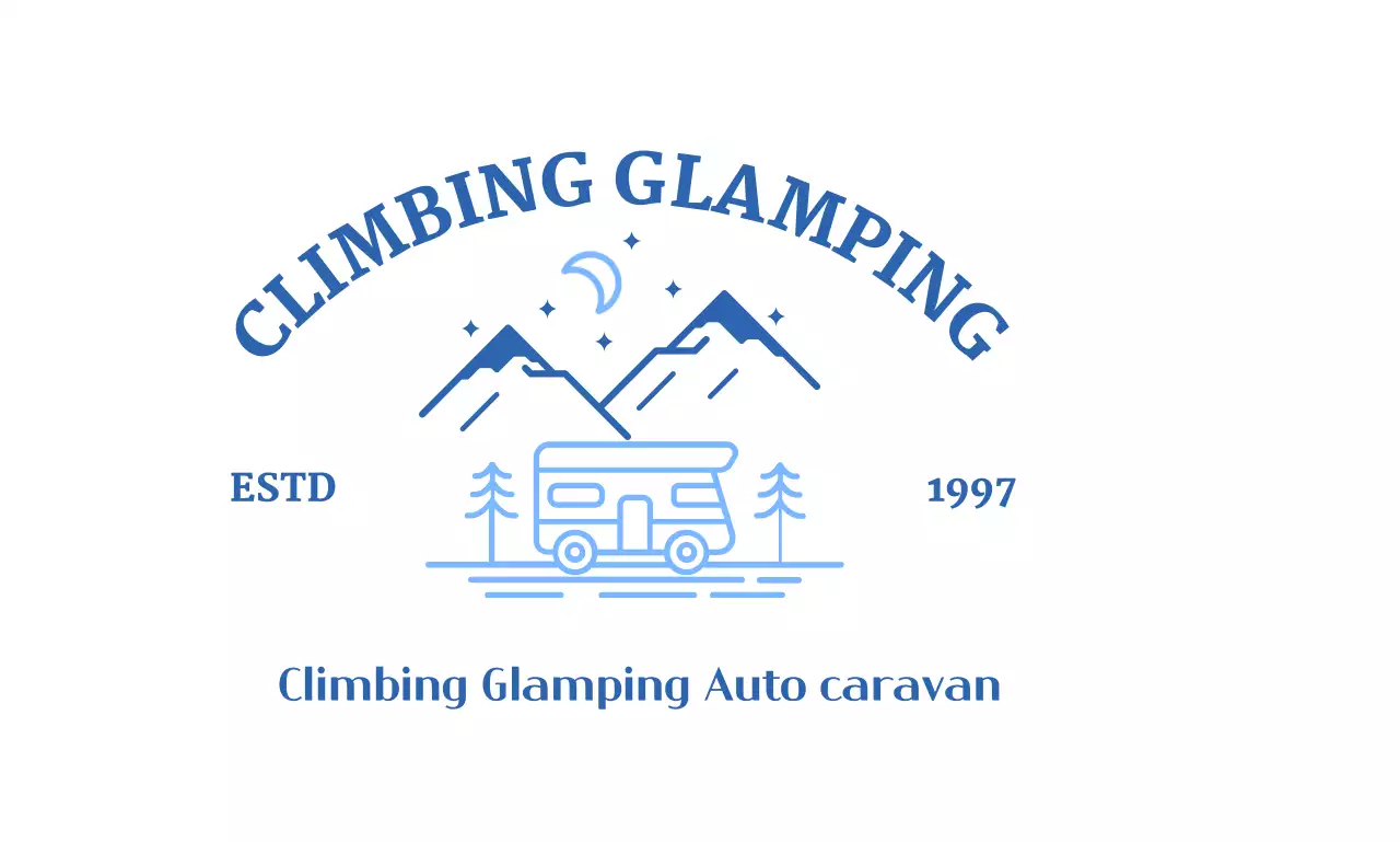 山と月とキャンピングカーのイラストがあるキャンプショップ