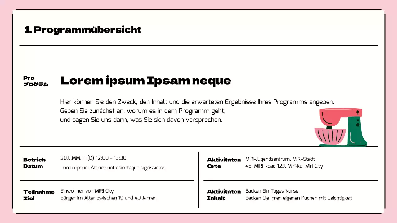 Präsentation einer schönen Jugendzentrumsaktivität in Rosa