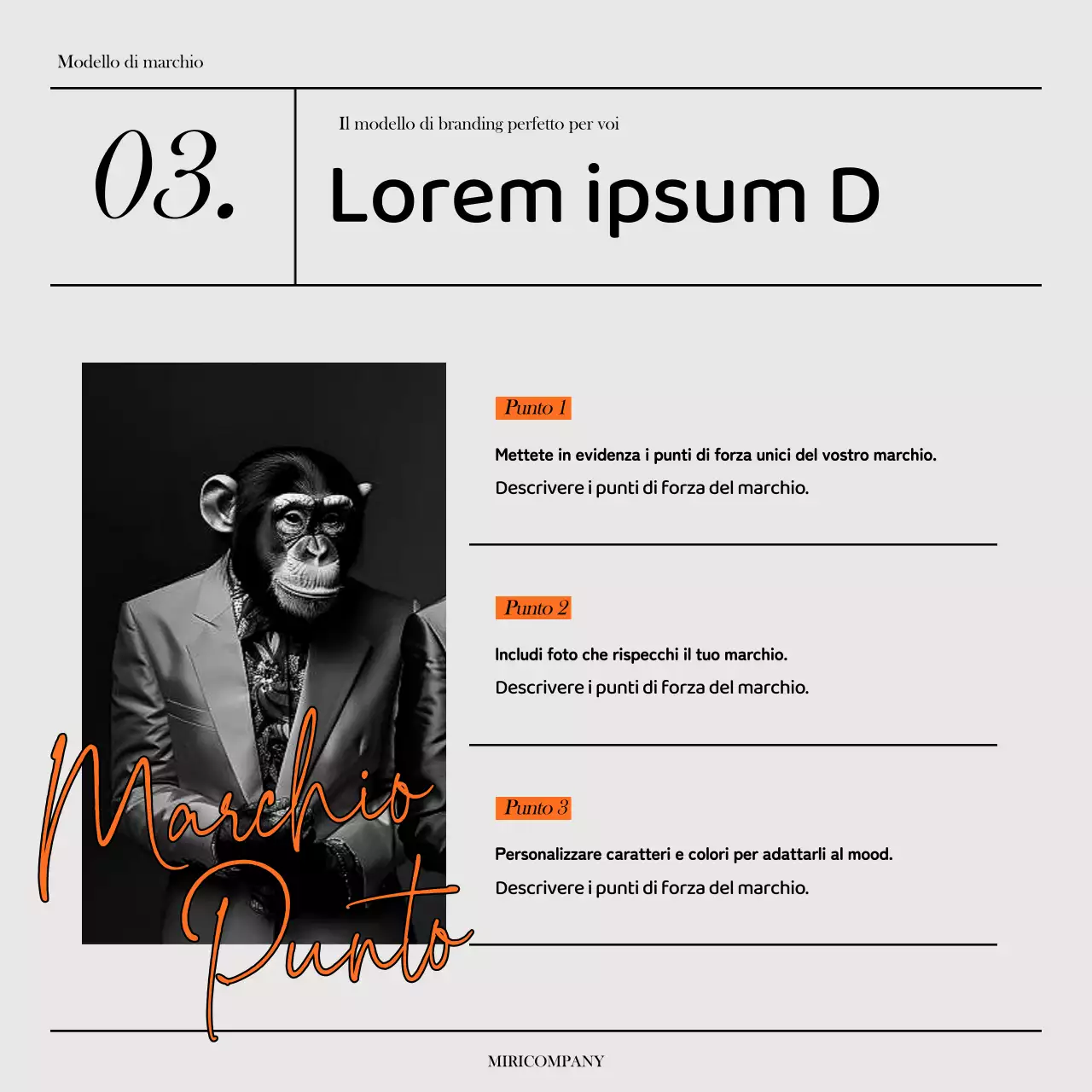 Un semplice brief di marca in grigio e arancione