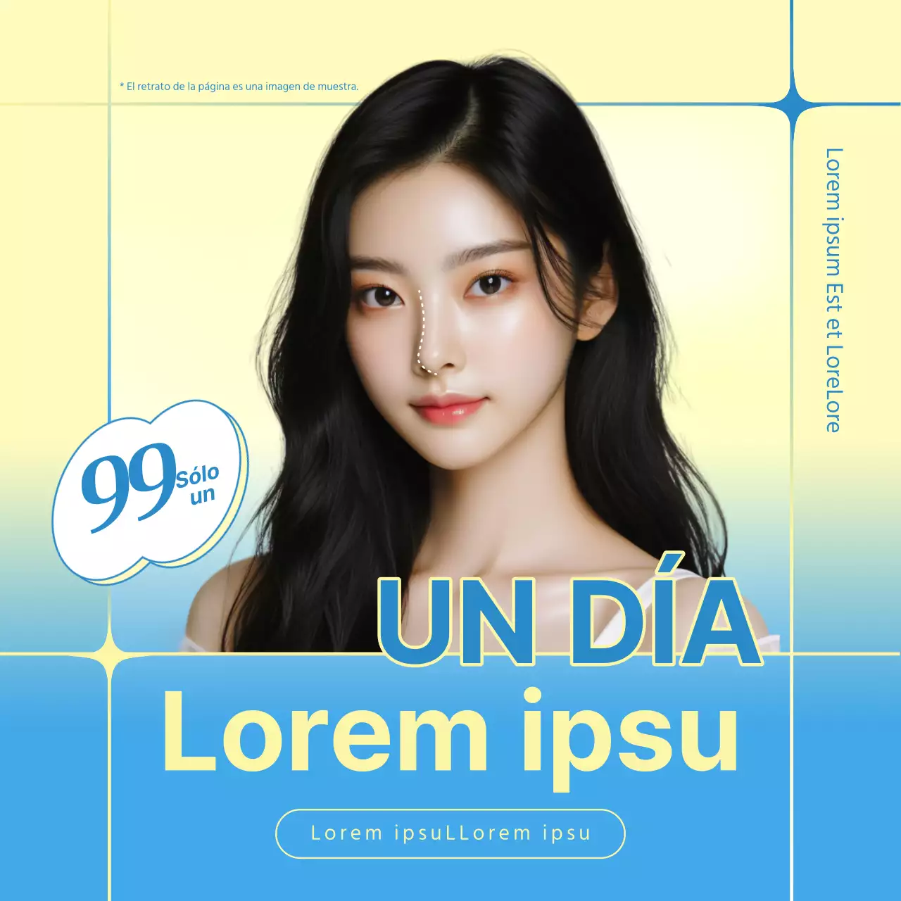 Promoción de cirugía plástica simple de nariz en amarillo y azul claro