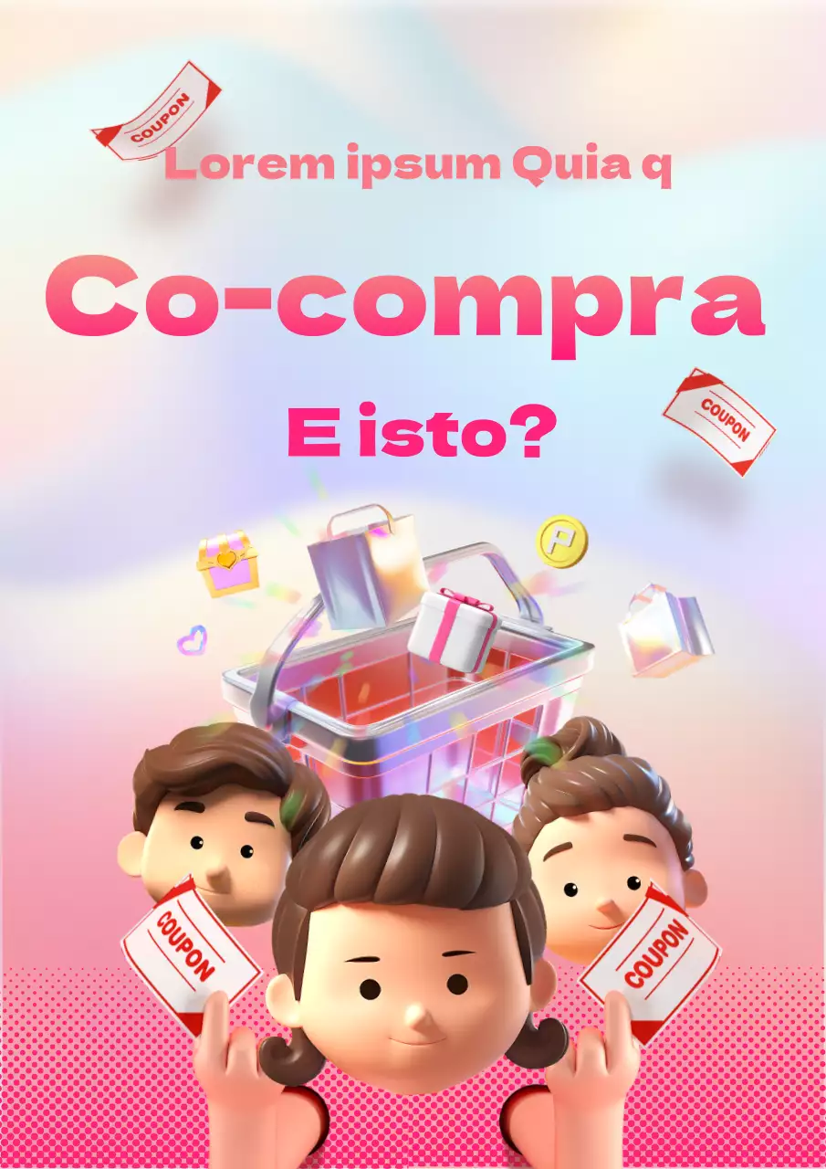 Anúncio de co-compra elegante com texto laranja e cor-de-rosa