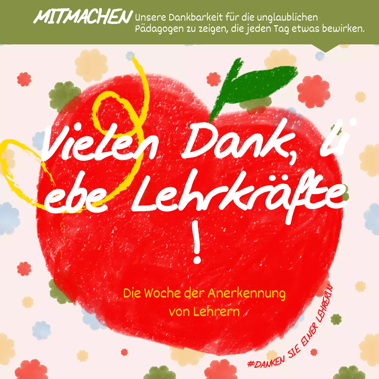 Rot und Grün Charmante Dankeschön-Lehrer Werbung