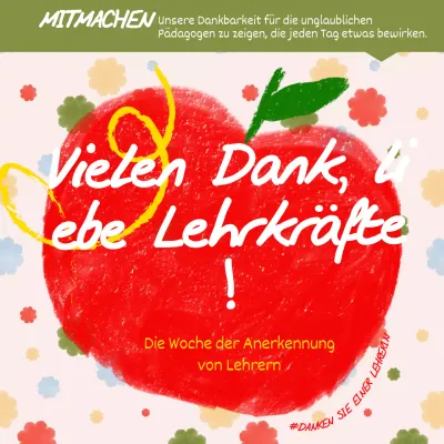 Rot und Grün Charmante Dankeschön-Lehrer Werbung