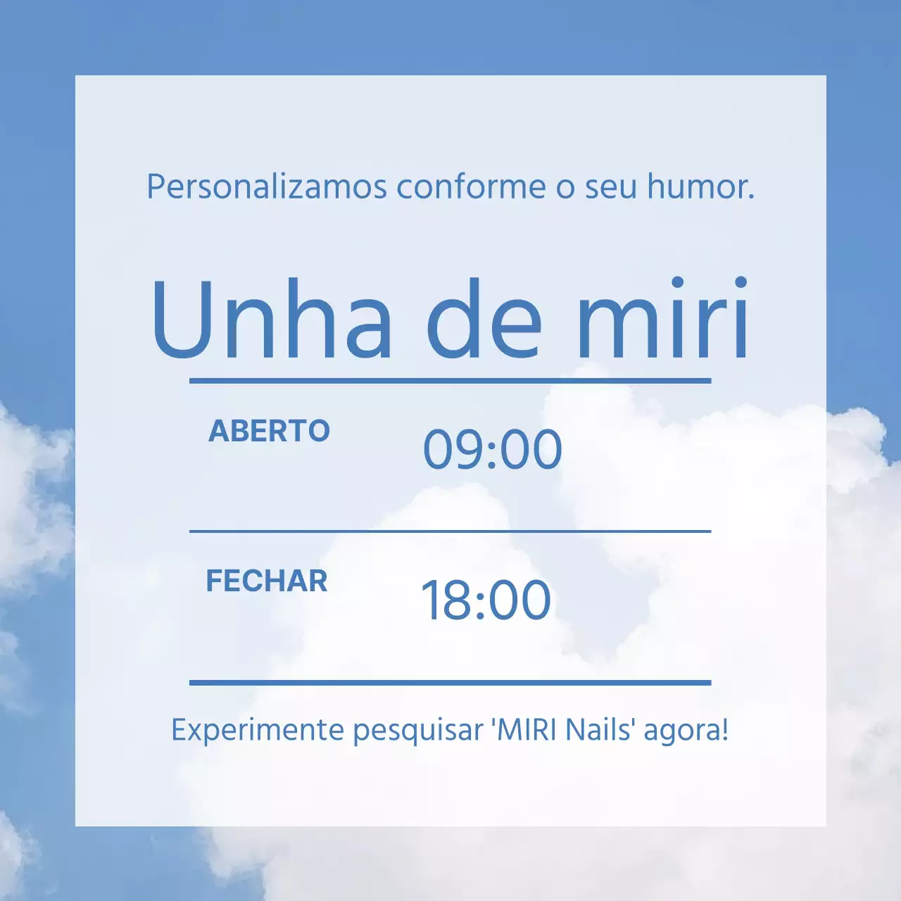 Promover um bonito salão de unhas com um fundo azul