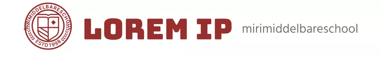 Middelbare school logo in de vorm van een cirkelvormig onderwijssymbool in bordeauxrood