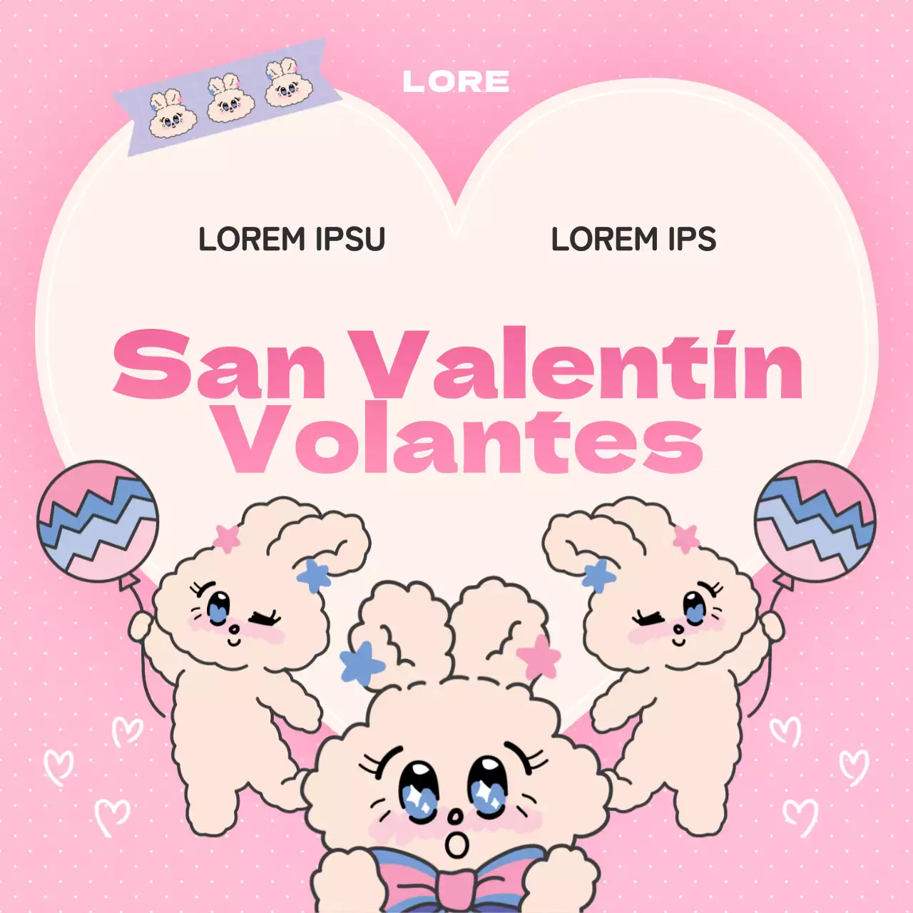 Un bonito anuncio de San Valentín en rosa y azul claro