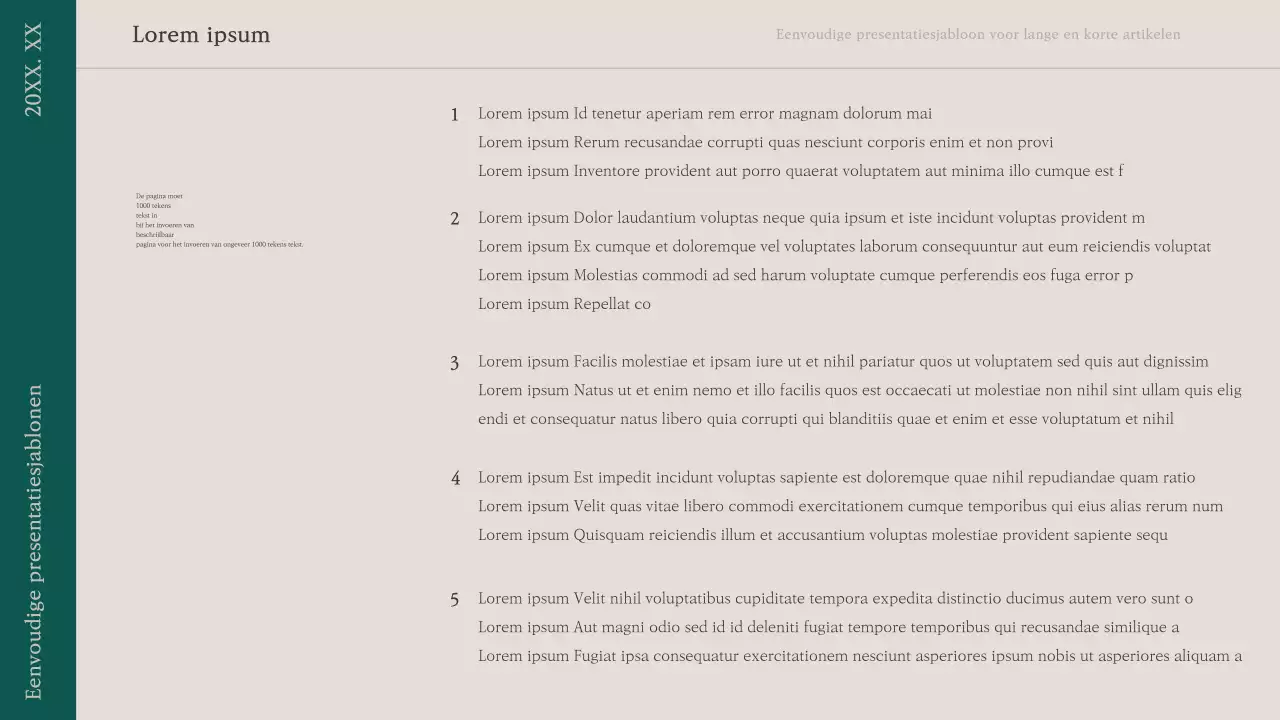 Een eenvoudig presentatievoorstel in groen en beige