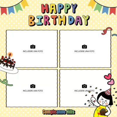 Una simpatica pubblicità di istantanee di vita con sfondo giallo