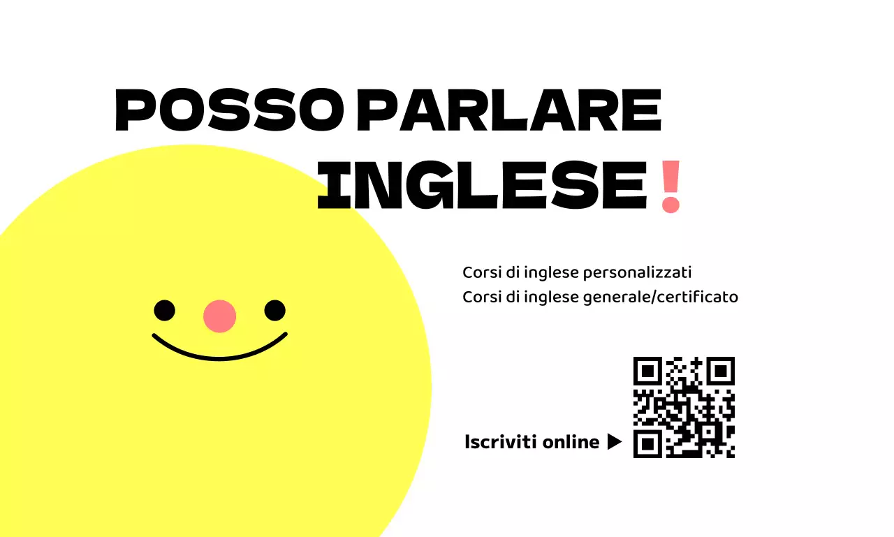 Promozione della scuola di lingua inglese con varie illustrazioni