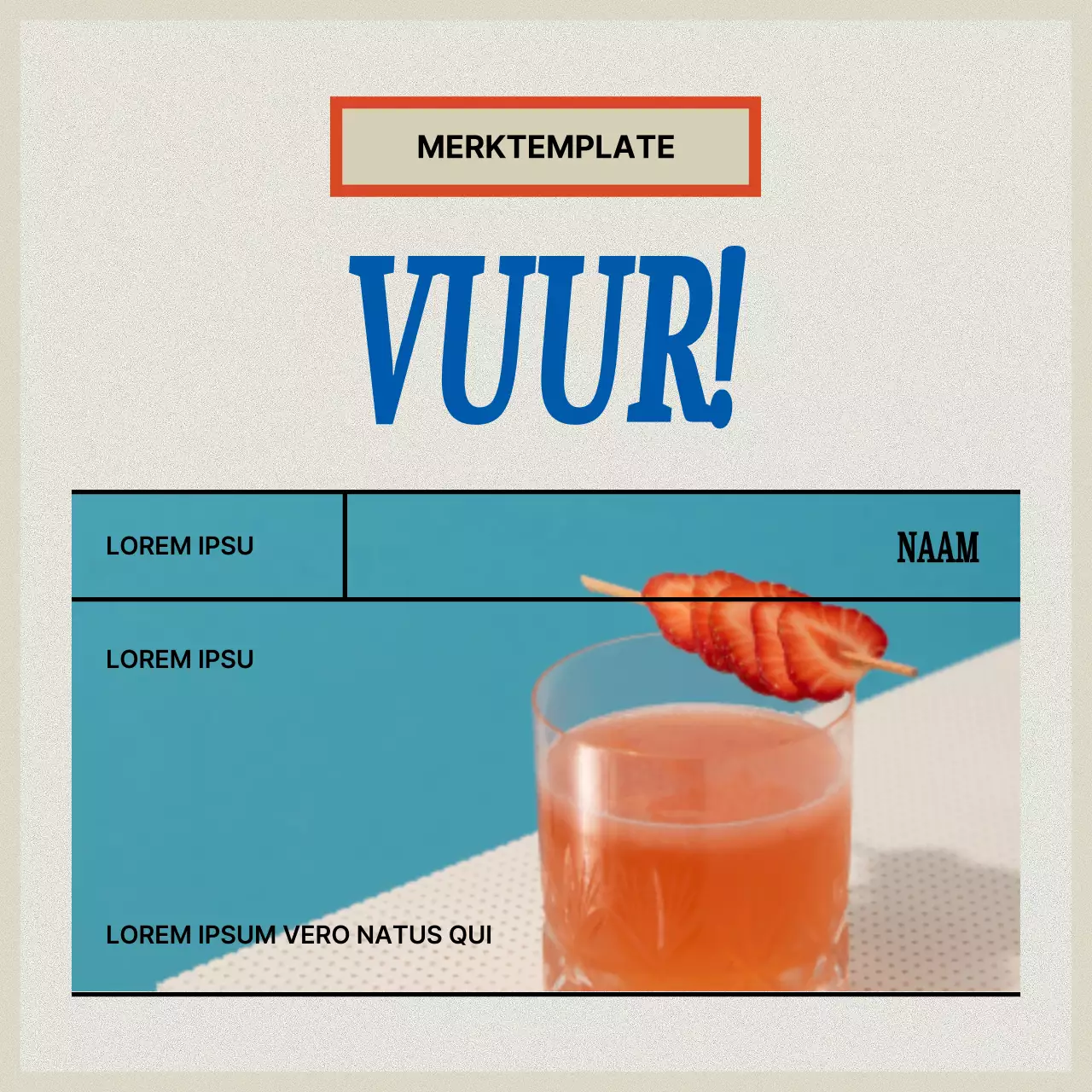 Vintage merkopdruk in rood en beige