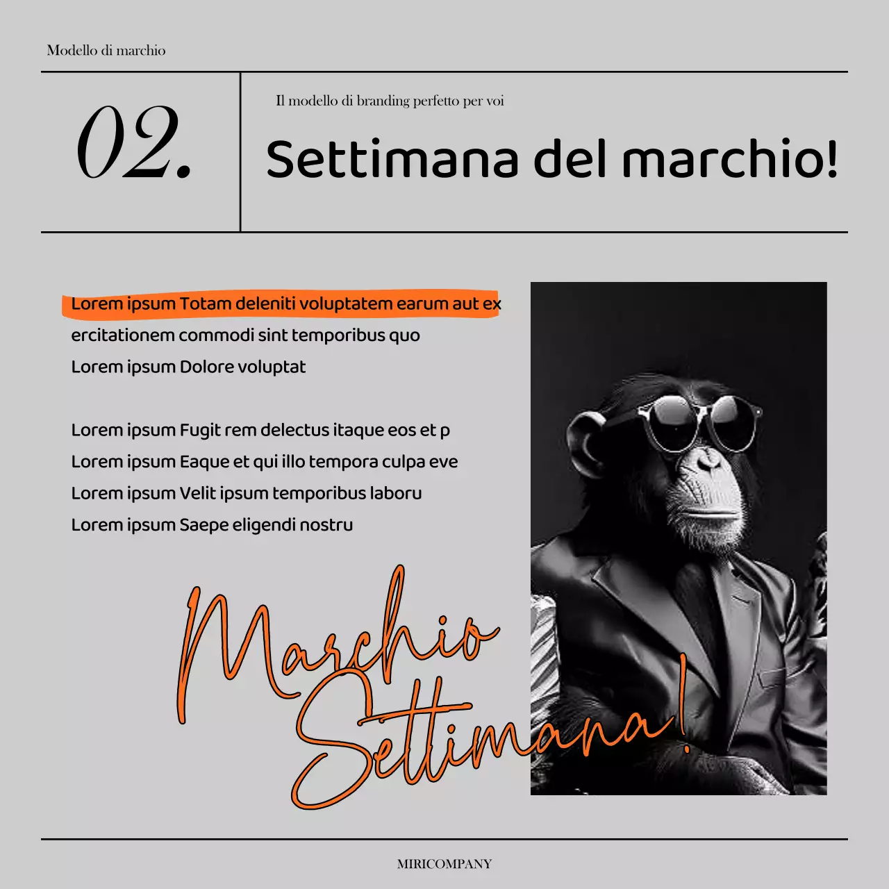 Un semplice brief di marca in grigio e arancione