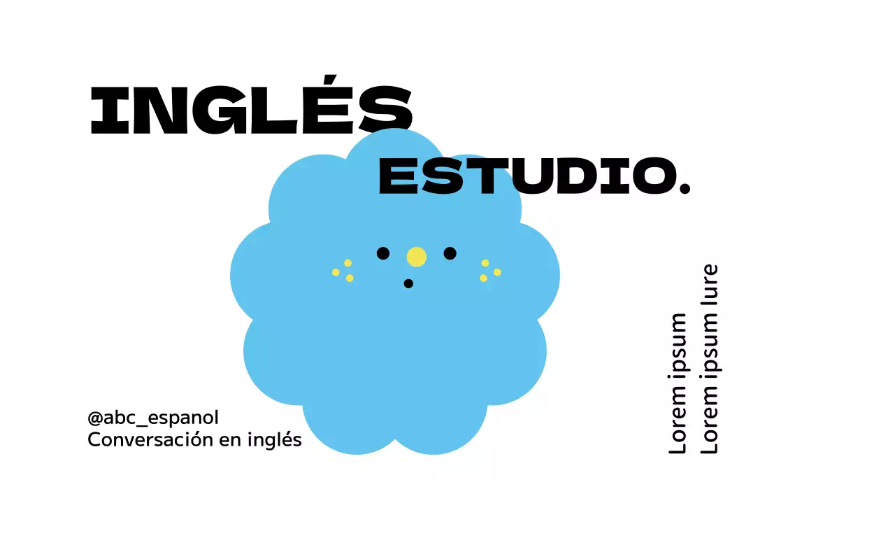 Promoción de una escuela de inglés con varias ilustraciones