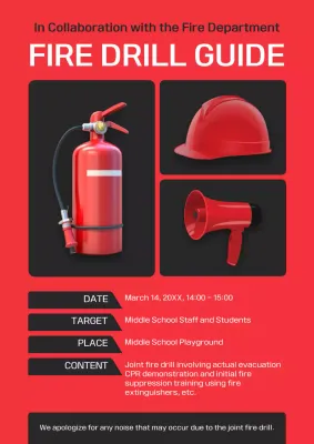 Red Professional Fire Guide Poster