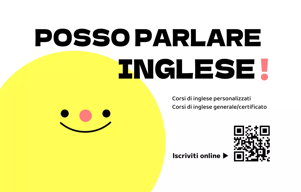 Promozione della scuola di lingua inglese con varie illustrazioni