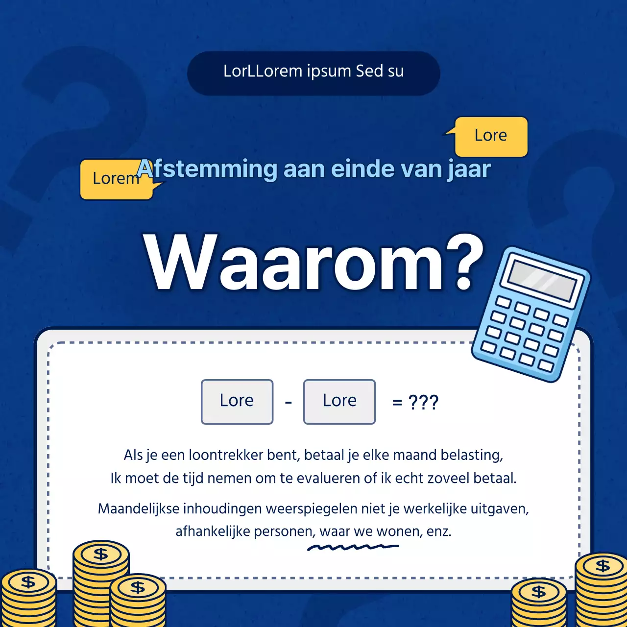 Eenvoudige eindejaarsboekhouding in lichtblauw en marineblauw