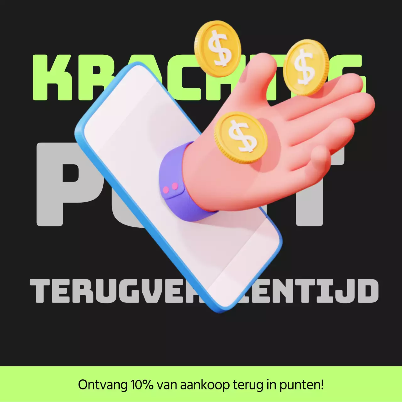 Cyberpunk points payback post in zwart en limoengroen