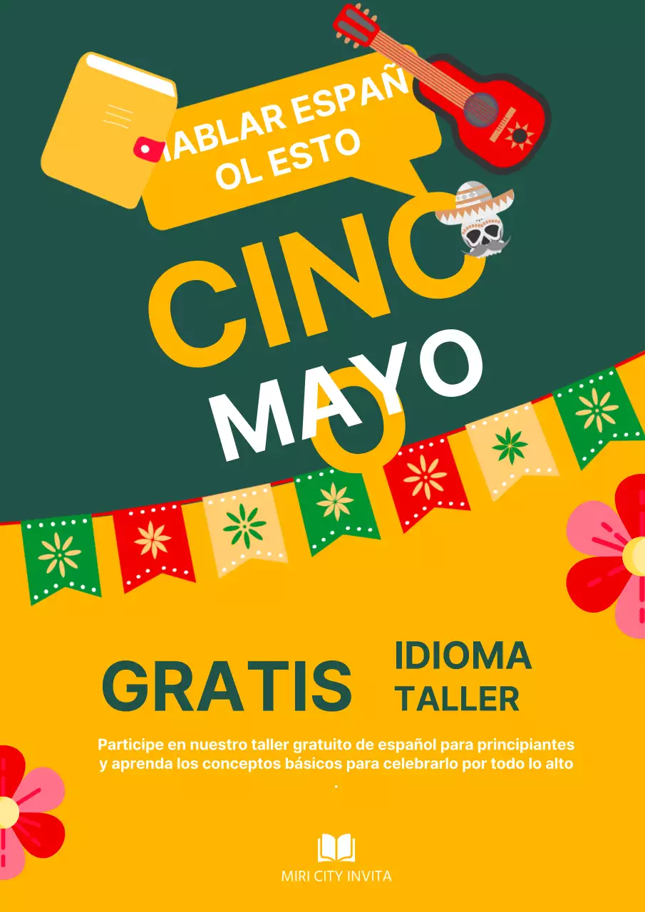 Anuncios kitsch verde y naranja de clases de español