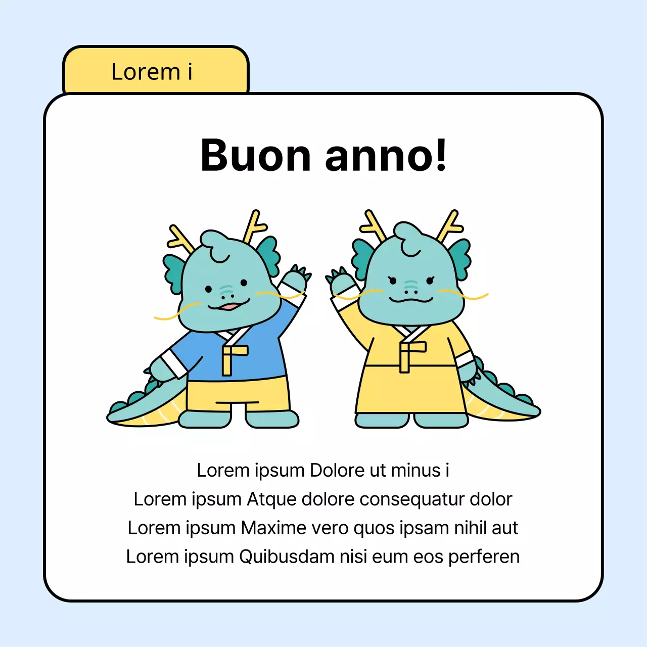 Un semplice annuncio commerciale in giallo e azzurro