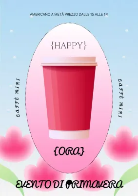 Promuovete l'happy hour di un caffè con disegni geometrici rosa e azzurri