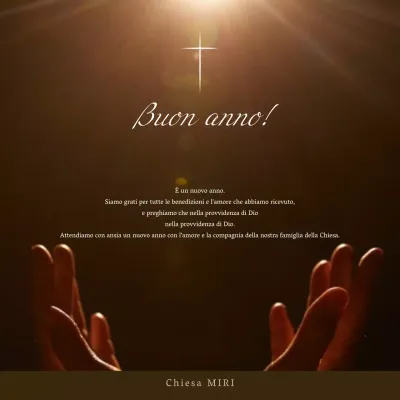 Biglietto d'auguri di Capodanno semplice in chiesa in marrone