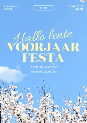Promoot een eenvoudige voorjaarsuitverkoop in lichtblauw en geel