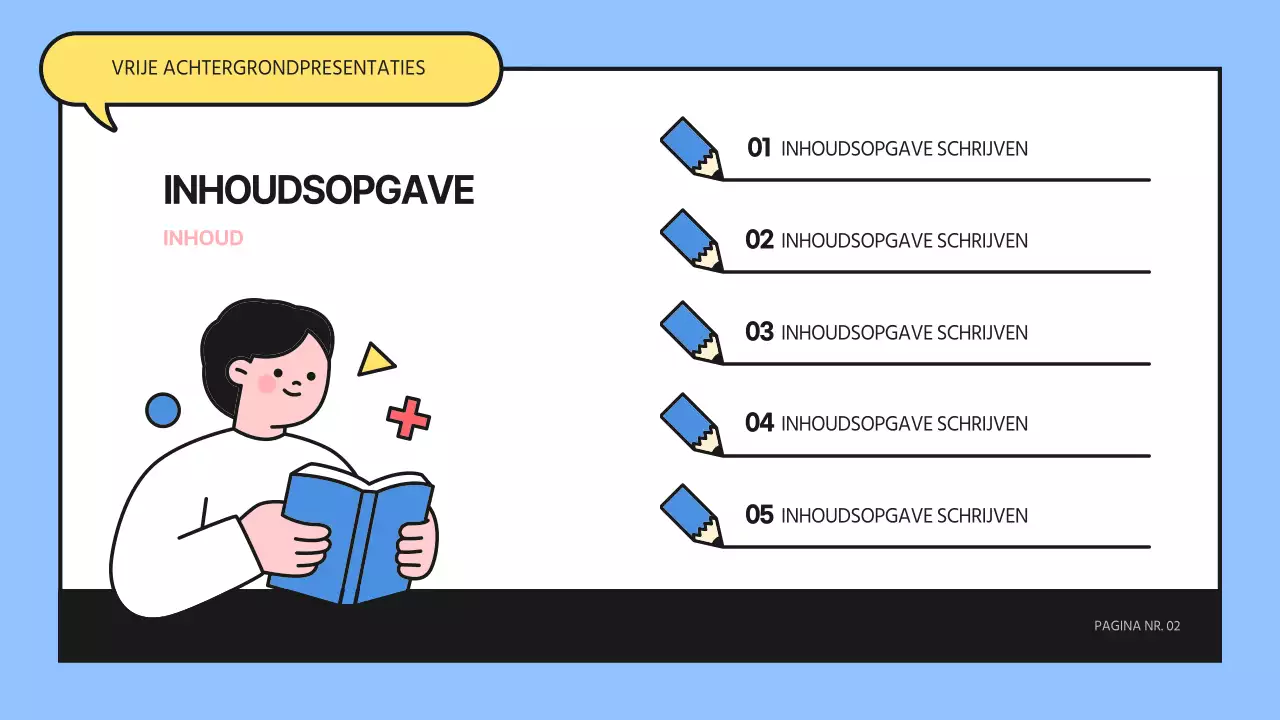 Blauw en geel studie-elementen presentatie