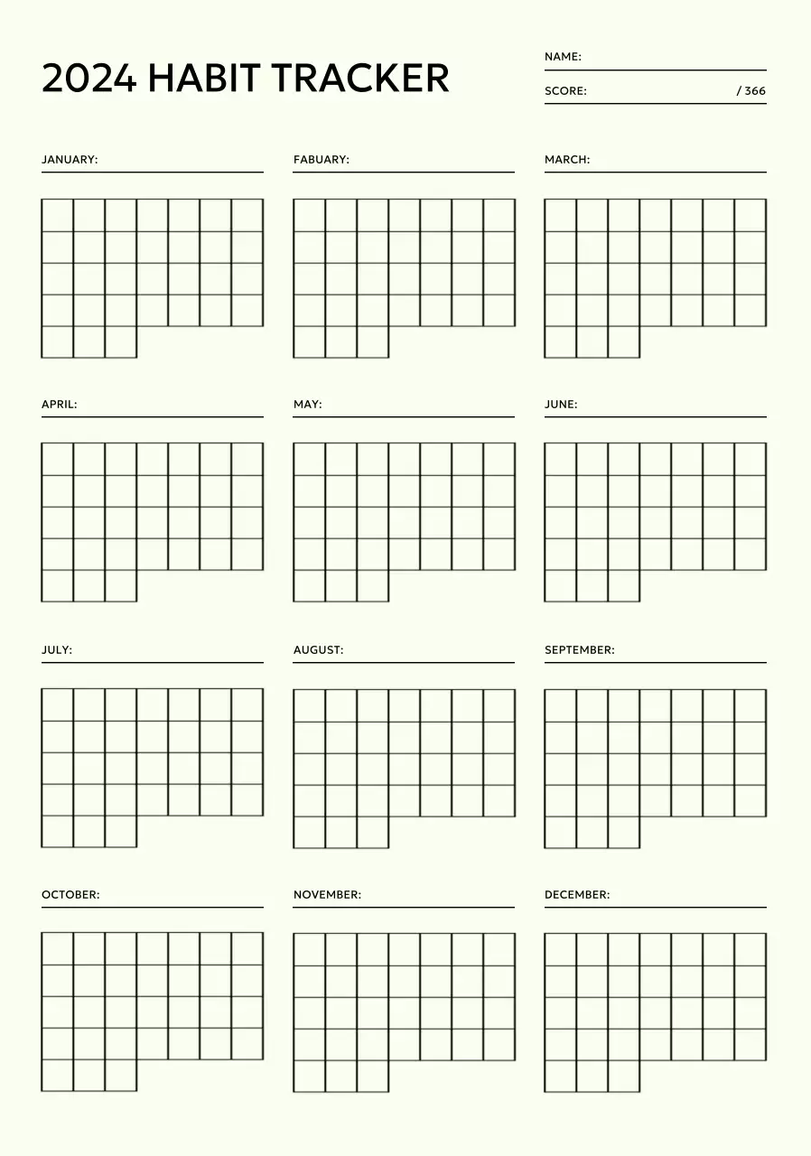Design a yearly habit tracker that you can check off each month
