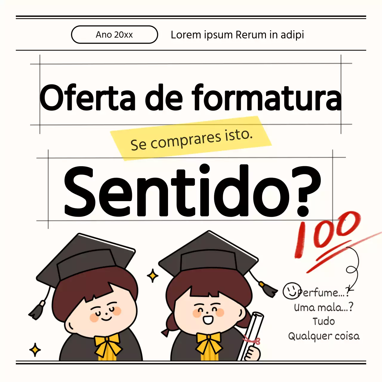 Promova presentes de formatura simples em preto e marfim