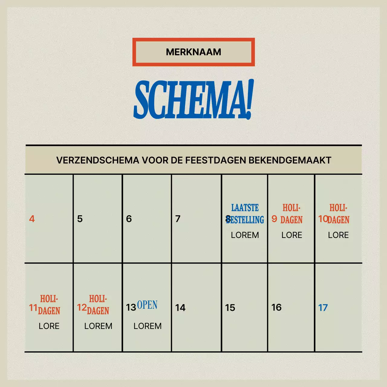 Vintage merkopdruk in rood en beige