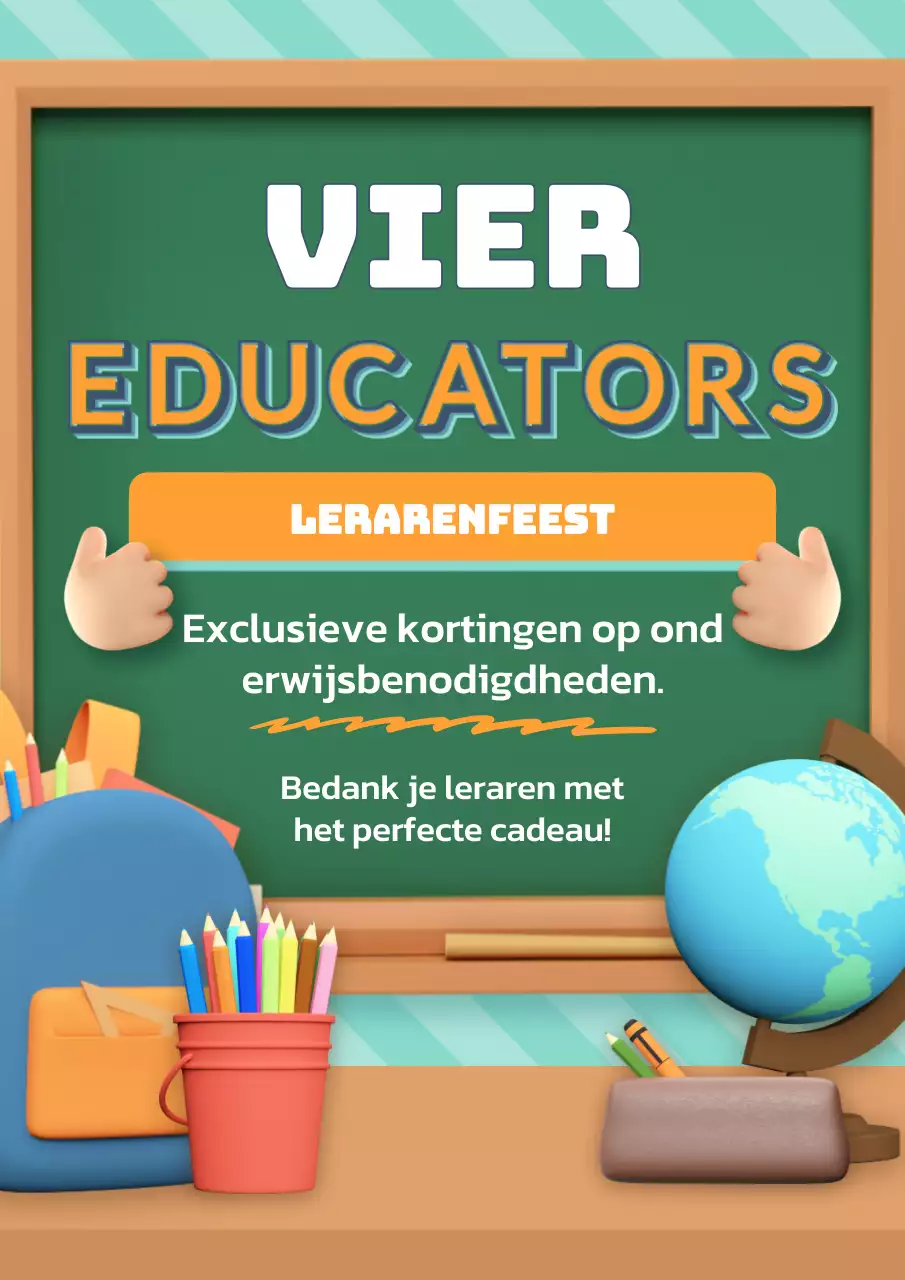 Groene en Oranje Kitsch Lerarendag Publiciteit