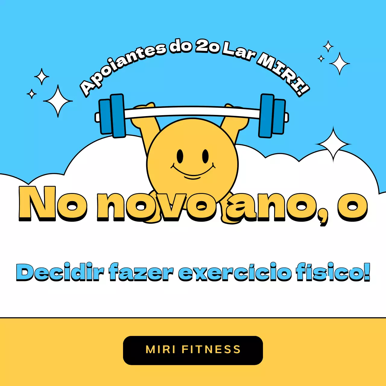 Recrute apoiantes para os seus treinos em casa com este design azul claro e amarelo.