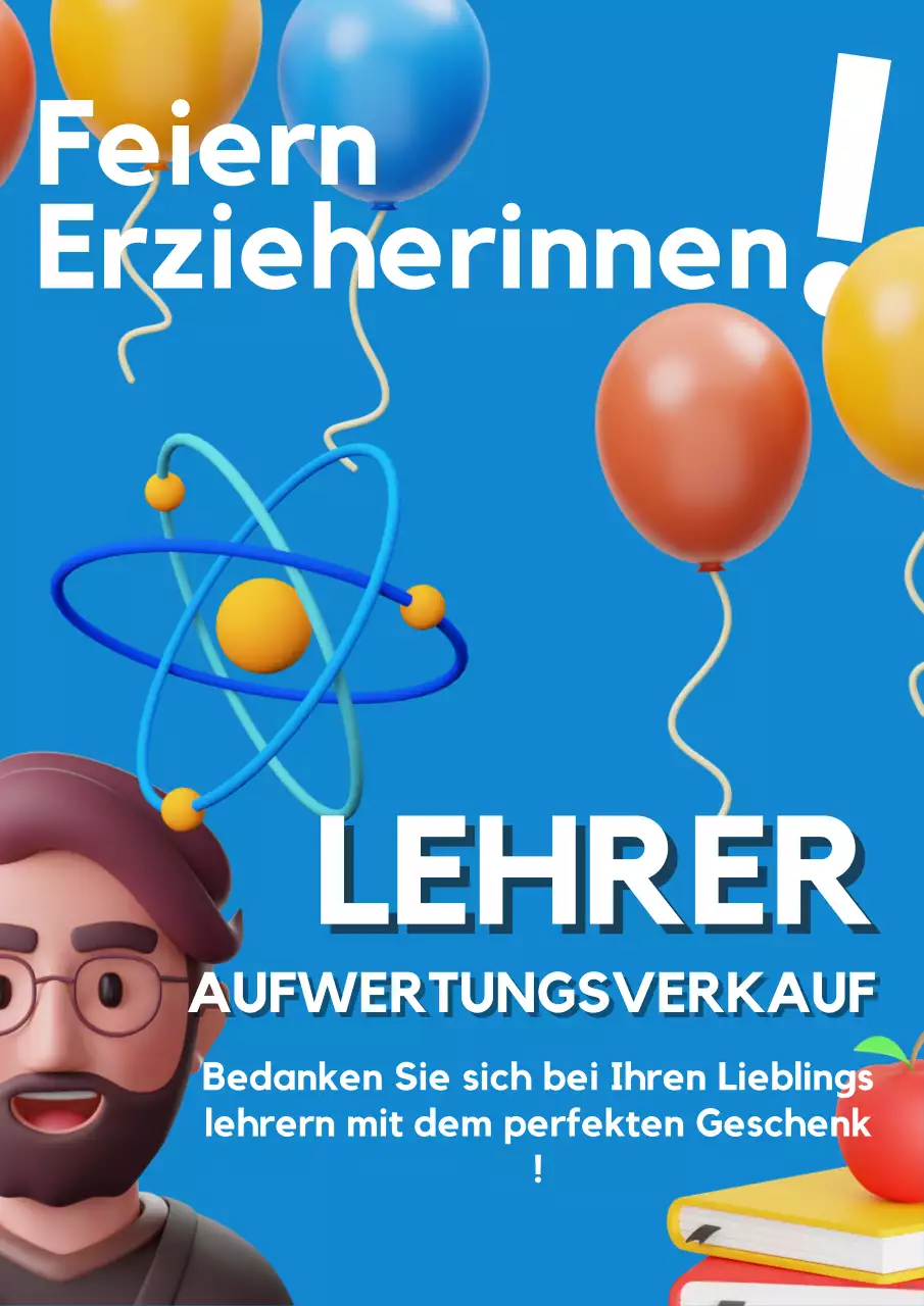 Blaue und weiße moderne Anzeige zum Lehrertag