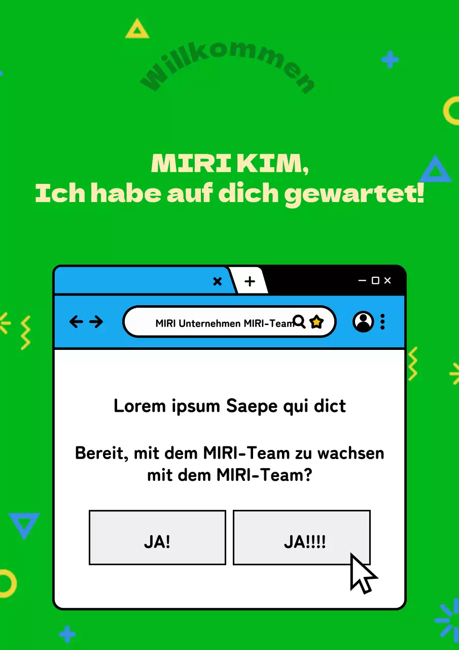 Eine einfache grüne und blaue Willkommensanzeige für die Arbeit