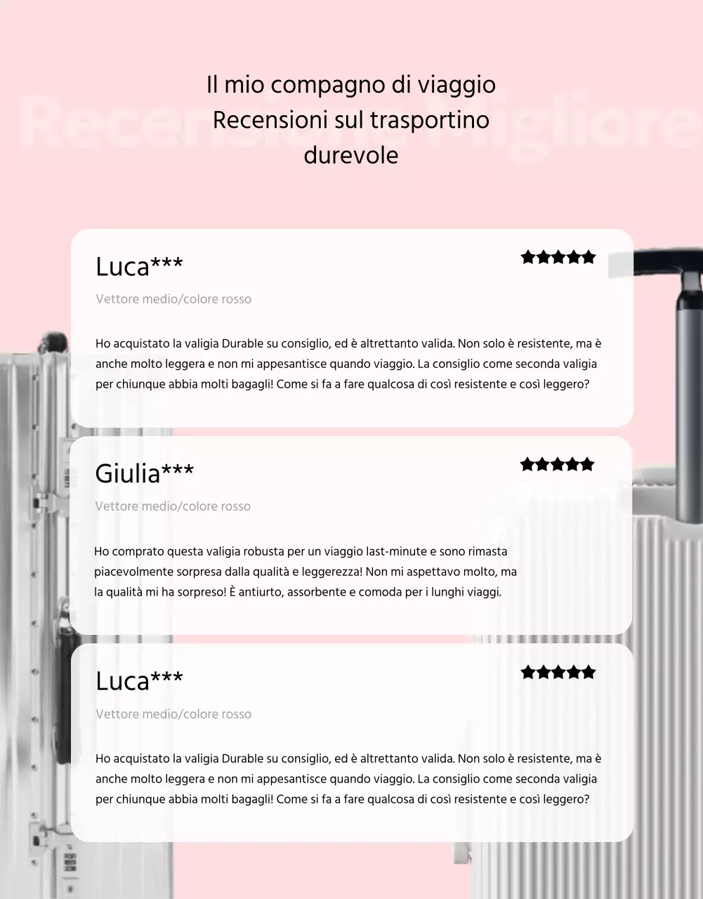 Semplice valigia rosa e malva in vendita post