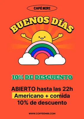 Promocione su evento Pop Art Cafe en naranja