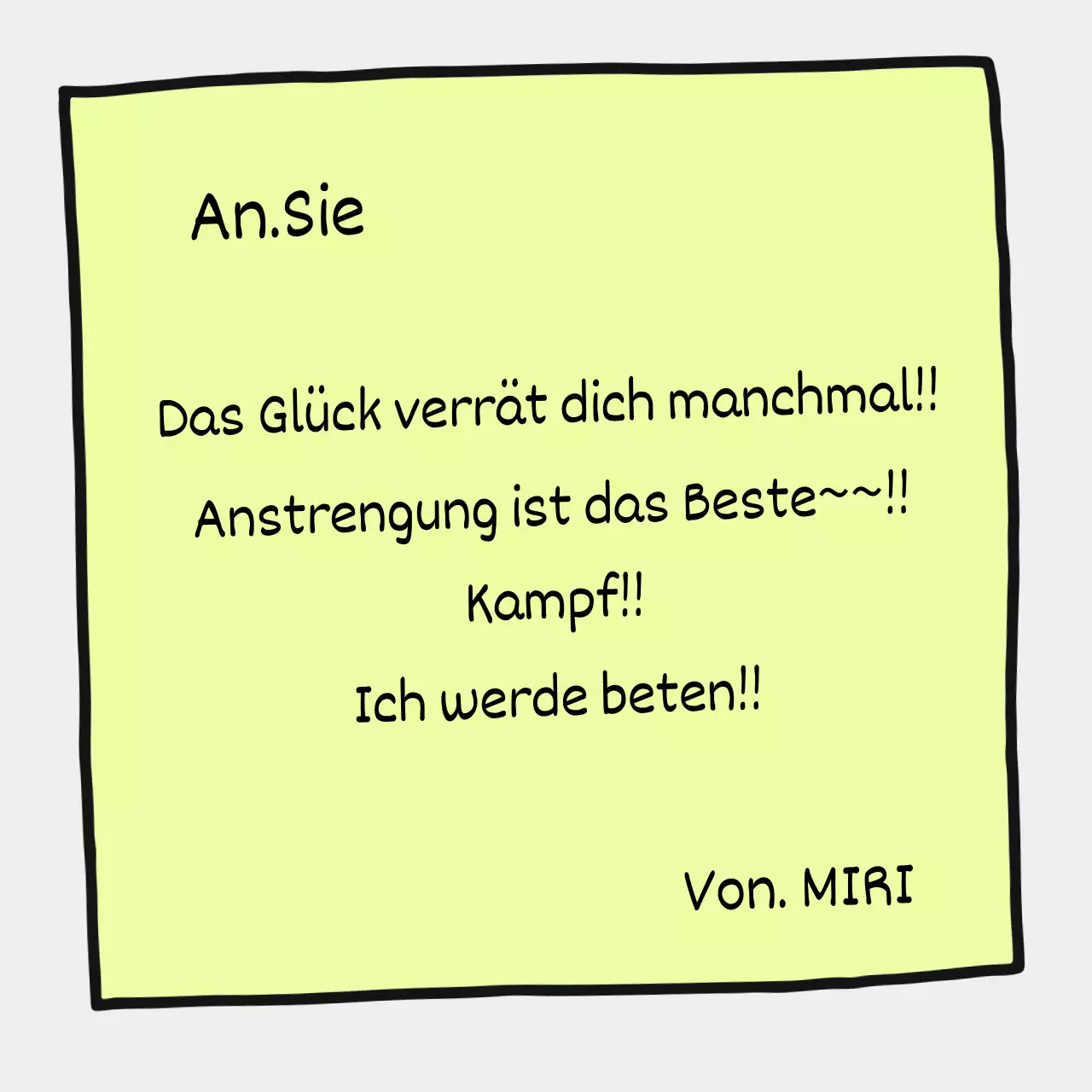 Ein einfaches Meme in Chartreuse, mit einem kleinen Farbtupfer.