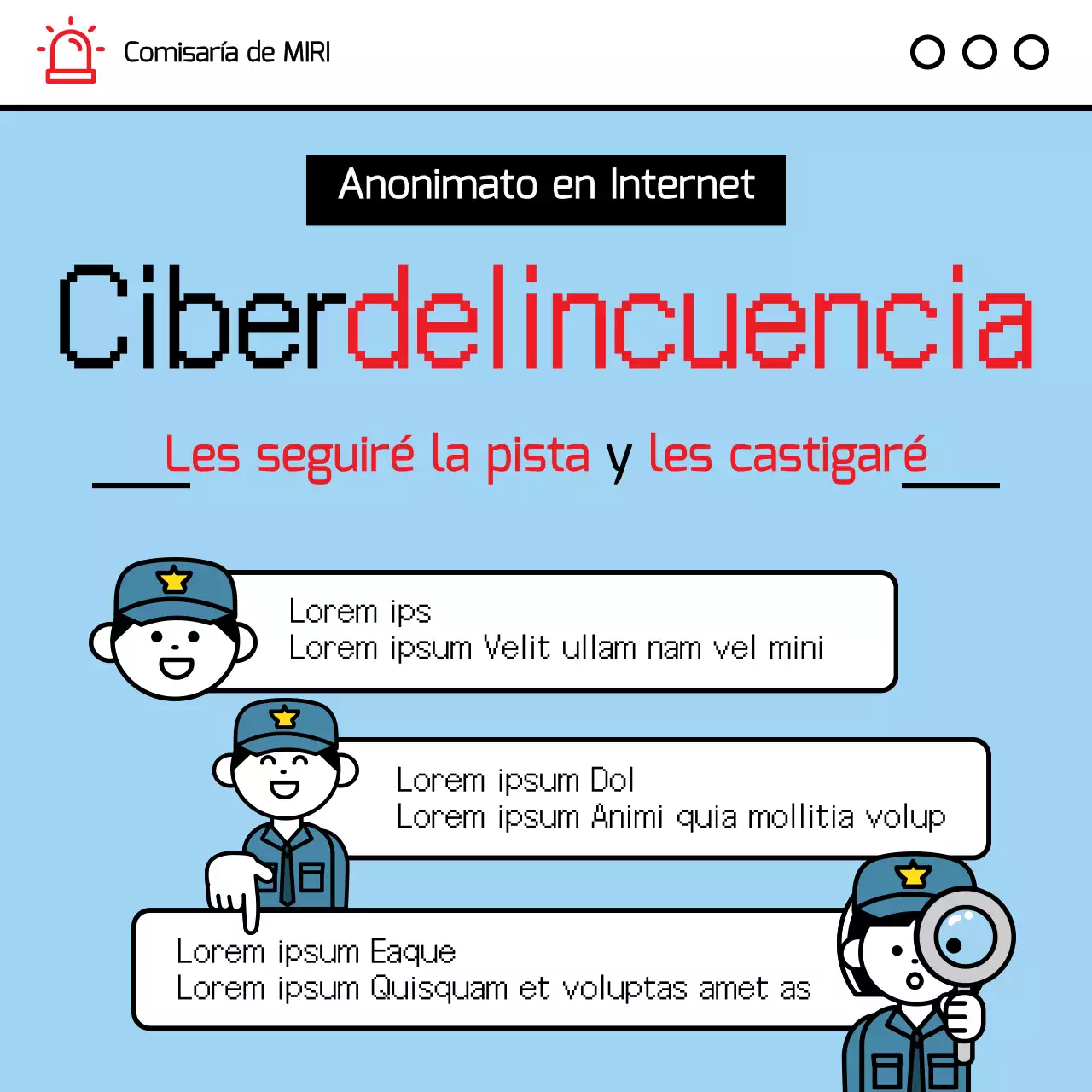 Un simple aviso de ciberdelincuencia en azul claro y rojo